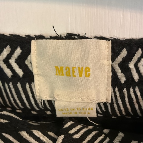 Maeve Anthropologie Field Notes Black White Aztec Boho Pattern Skirt Women 12 - Picture 4 of 5